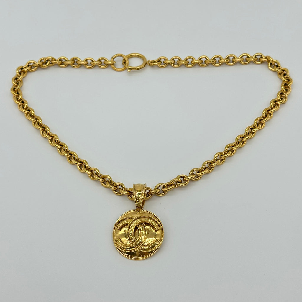 Chanel Coco Mark 项链金色金属复古 94P