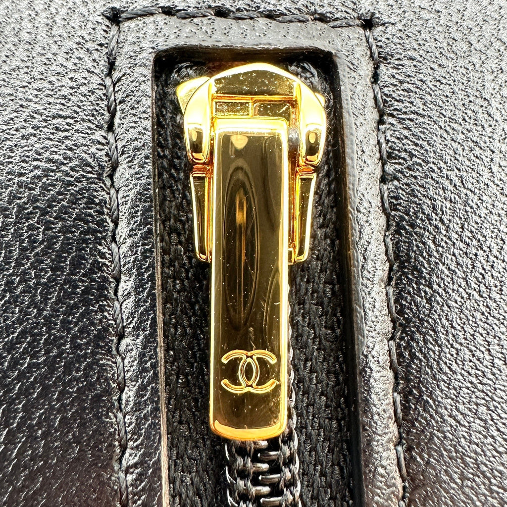 Chanel Matelasse Leather Coco Mark Black Crossbody Bag