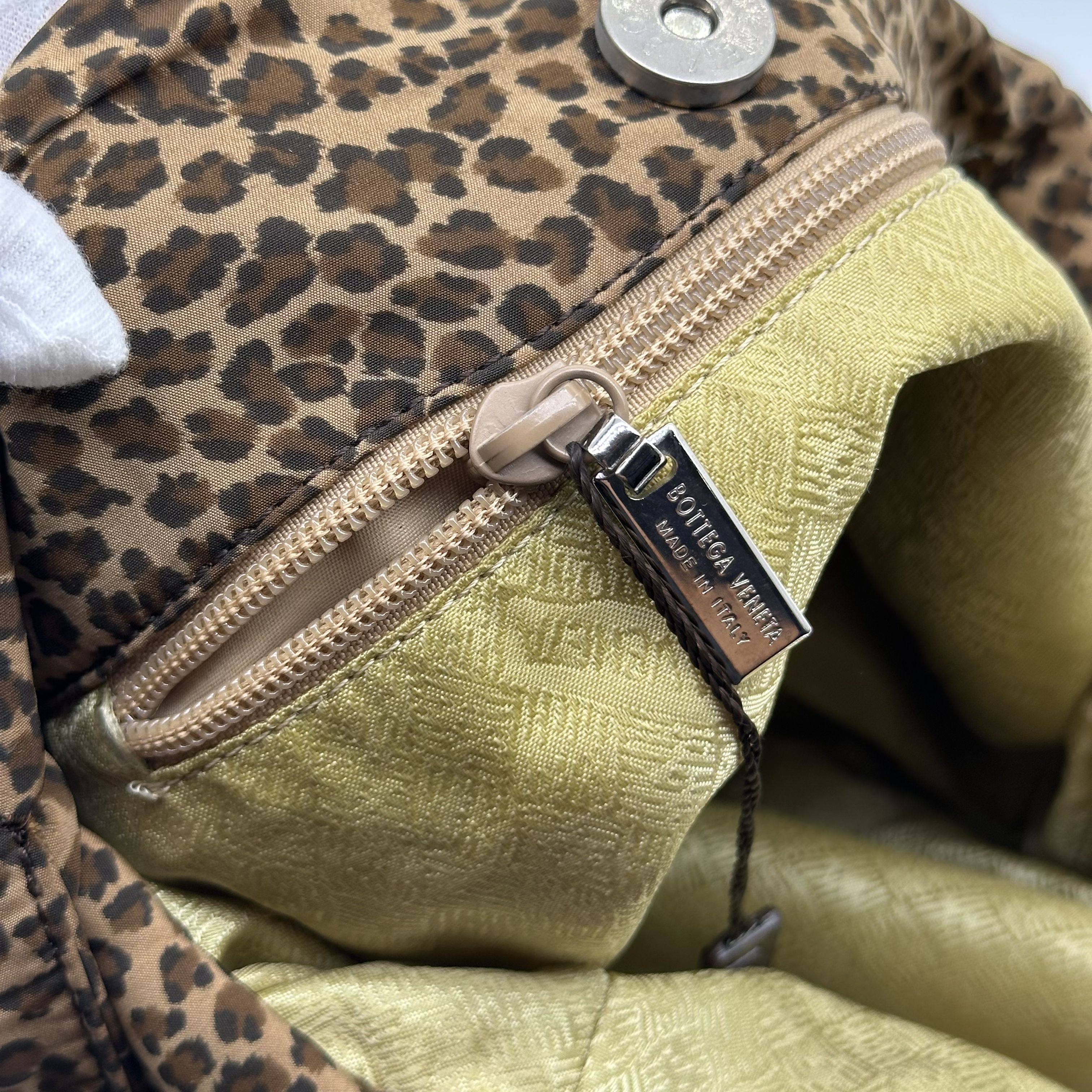 bottega Veneta  nylon leopard print hobo shoulder bag
