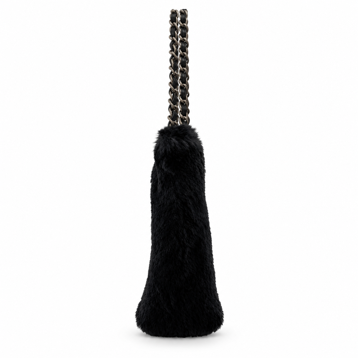 ▼JAPAN ONLY▼CHANEL Rabbit Fur Chain Tote Bag with CC Logo Black 6XXXXXX