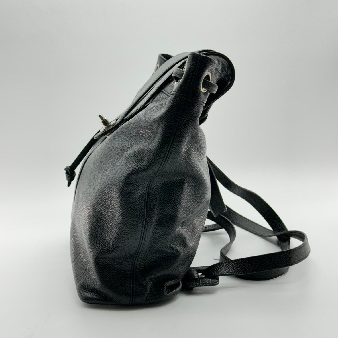 chanel caviar cc backpack black caviar leather