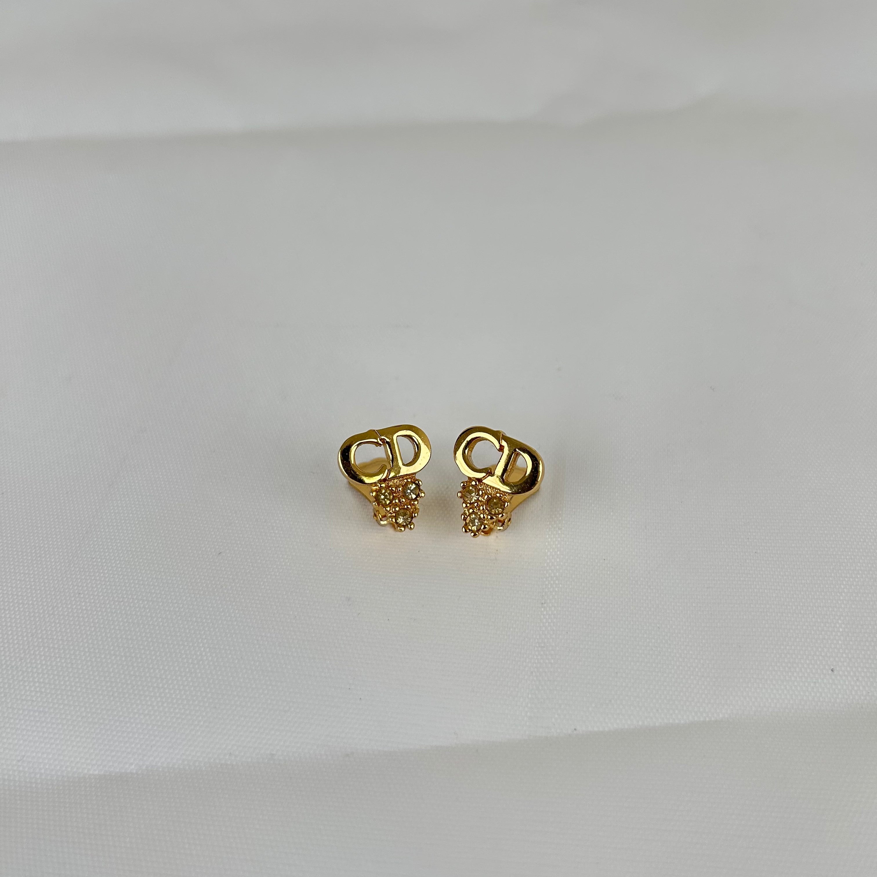 Christian Dior CD 标志三石耳钉复古