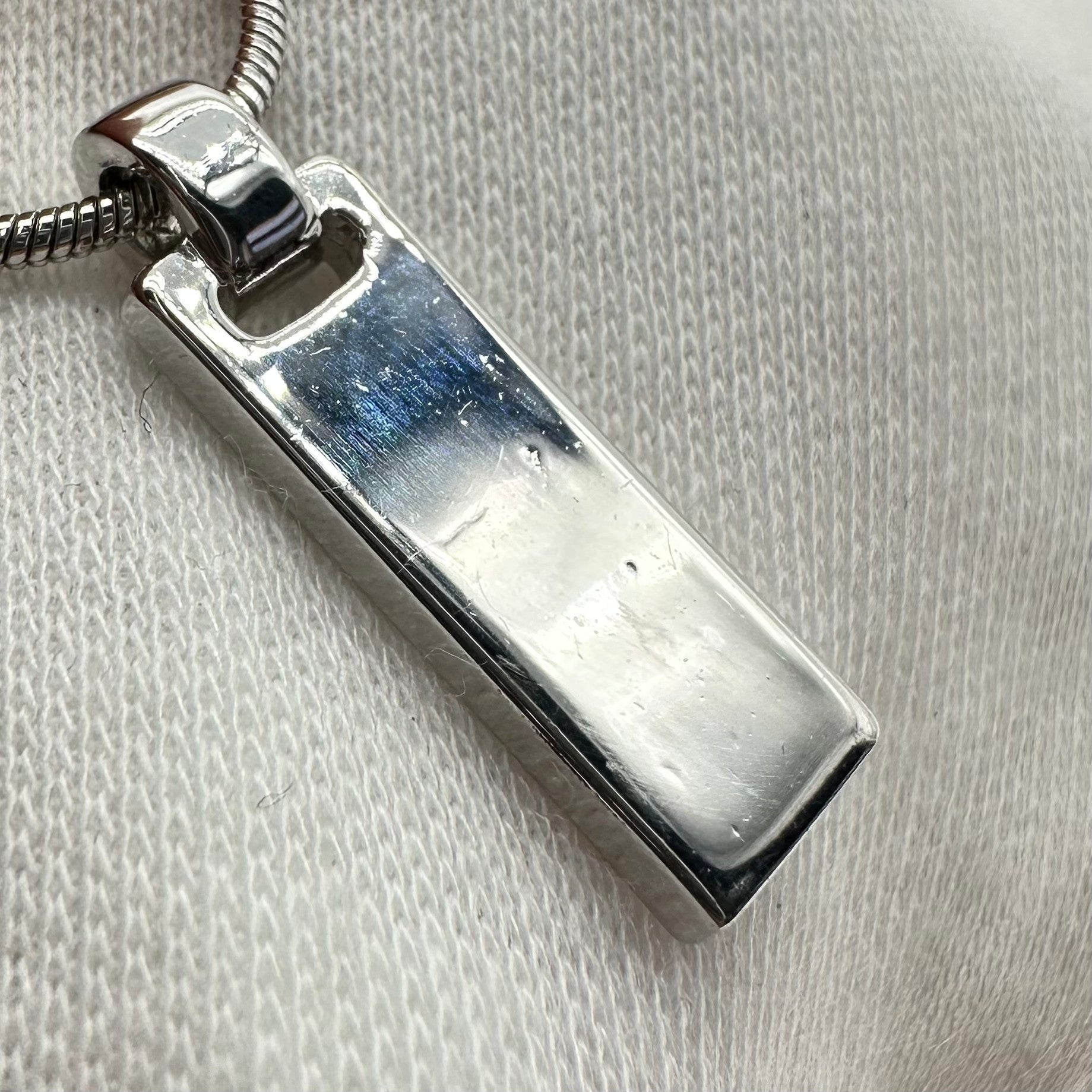 Christian Dior Logo Plate Necklace Silver Tone