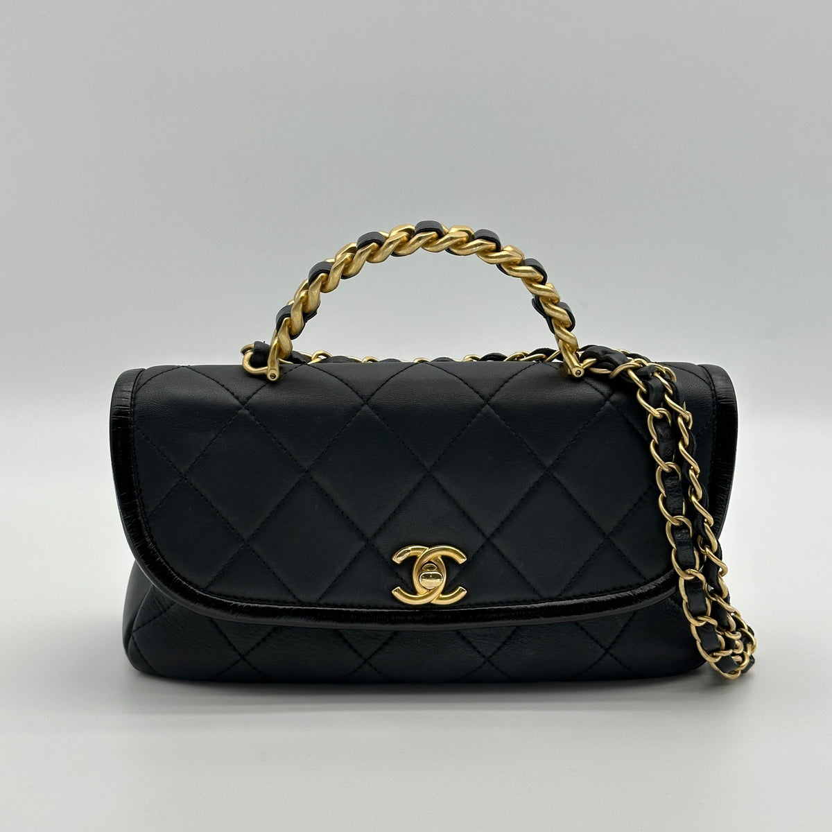 Chanel Matelasse Leather Black 2-Way Chain Shoulder Bag