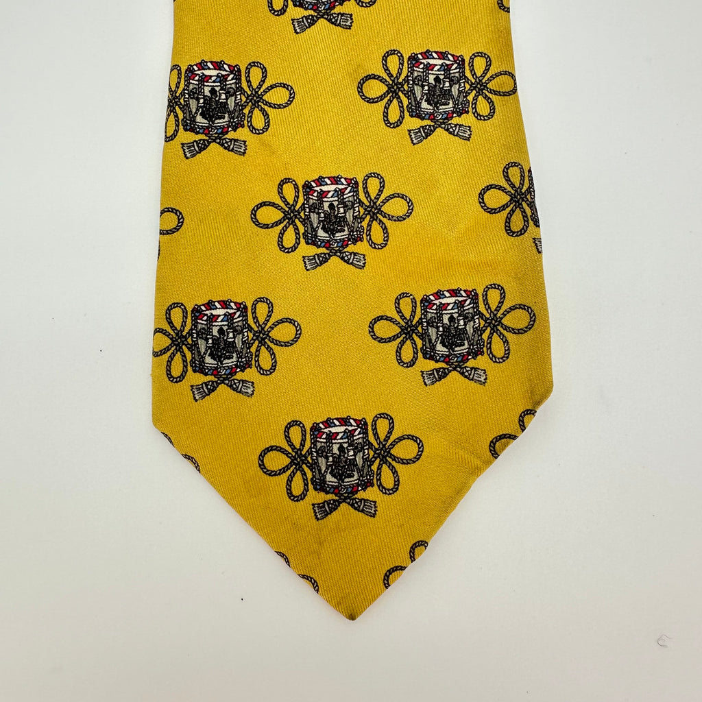Hermès Hermes Vintage Silk Tie Lamp Motif Print Yellow 100%Silk
