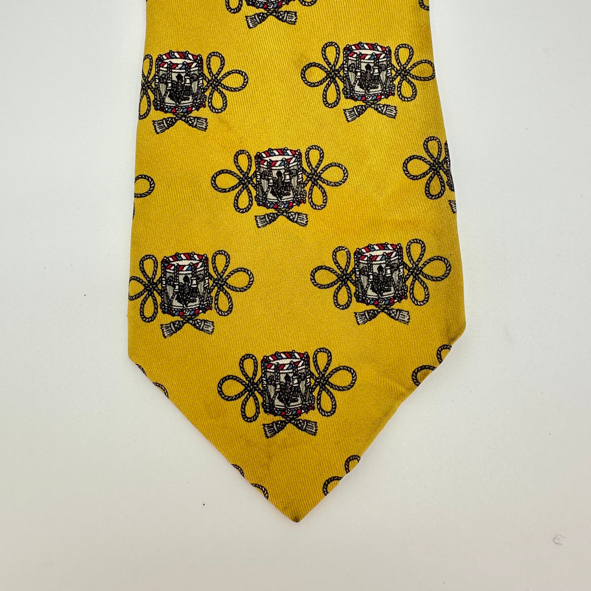 Hermès Hermes Vintage Silk Tie Lamp Motif Print Yellow 100%Silk