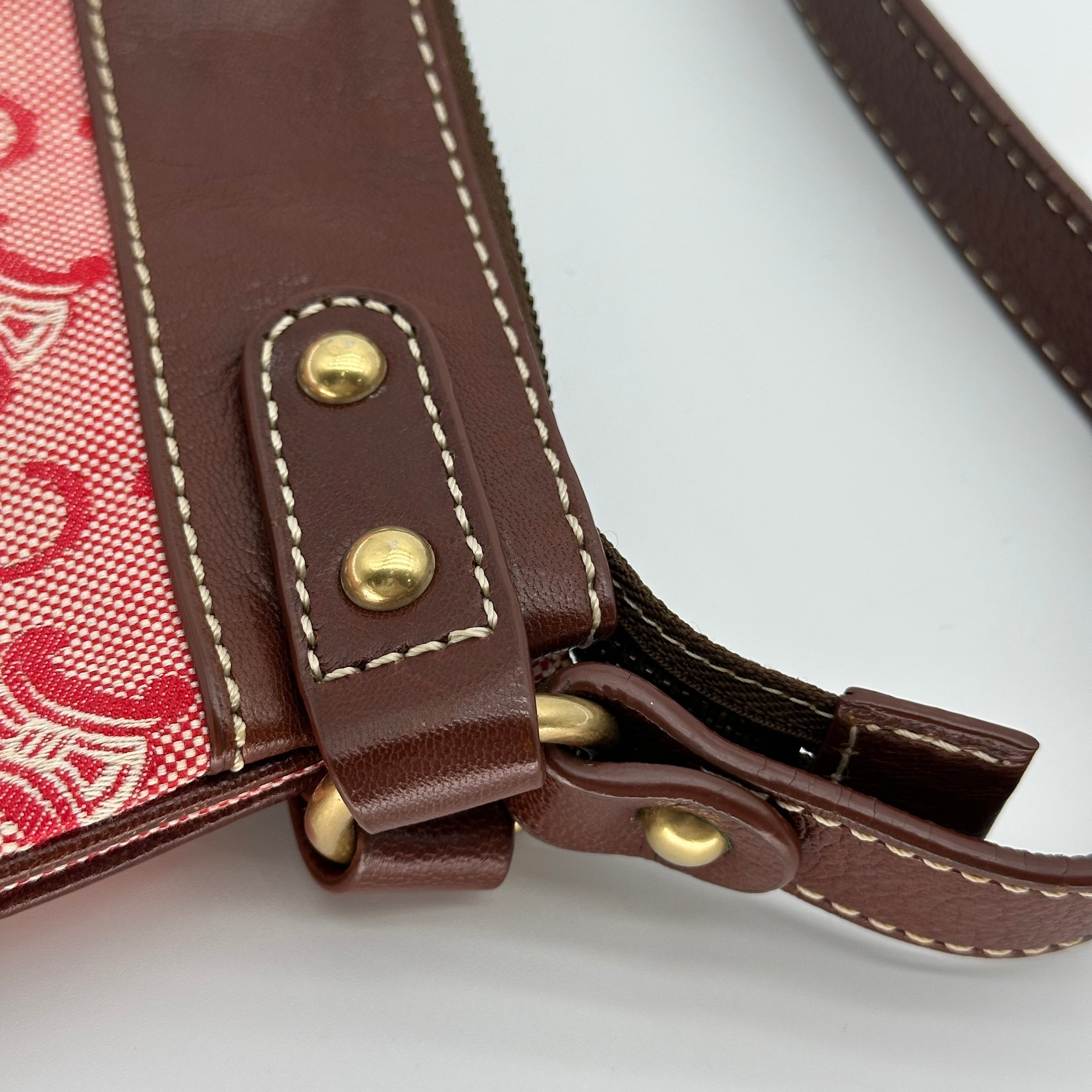 CELINE C Macadam Canvas Shoulder Bag Pink