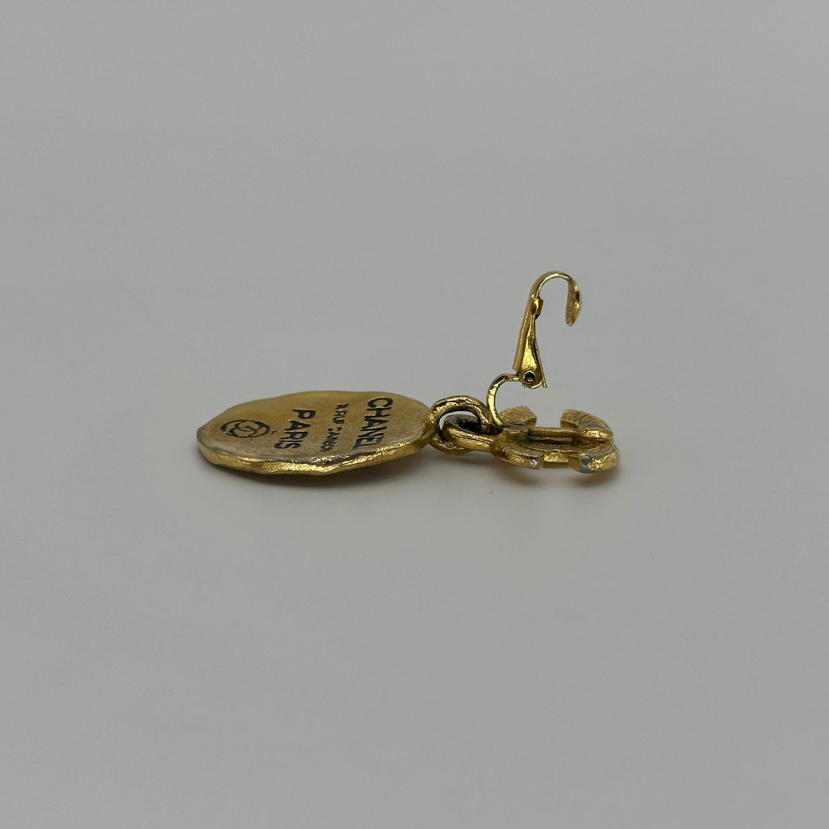 Chanel Coco Mark Cambon Plate Gold-Tone Drop Earrings