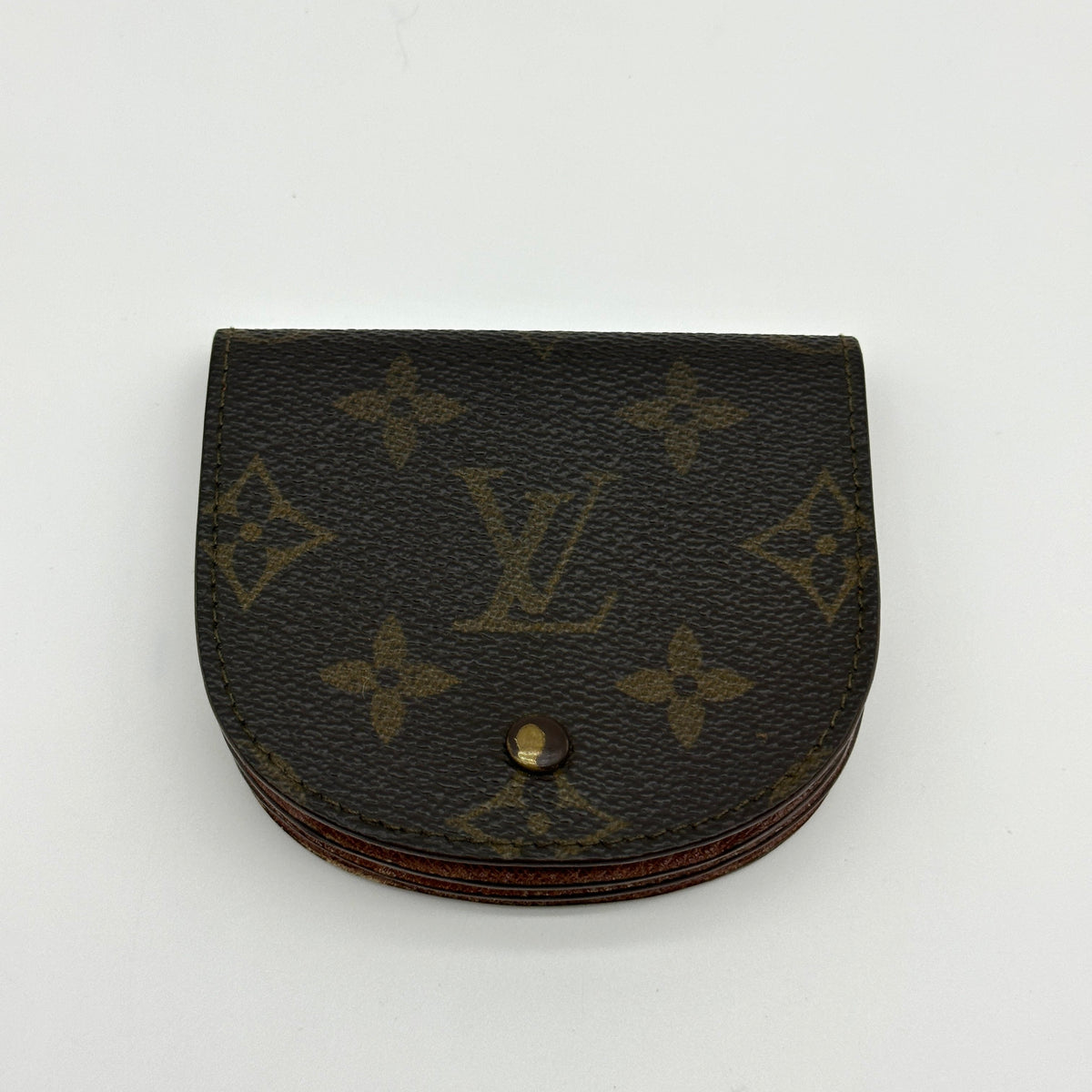 Louis Vuitton Monogram Canvas Porte Monnaie Gousset Small Brown Coin Purse