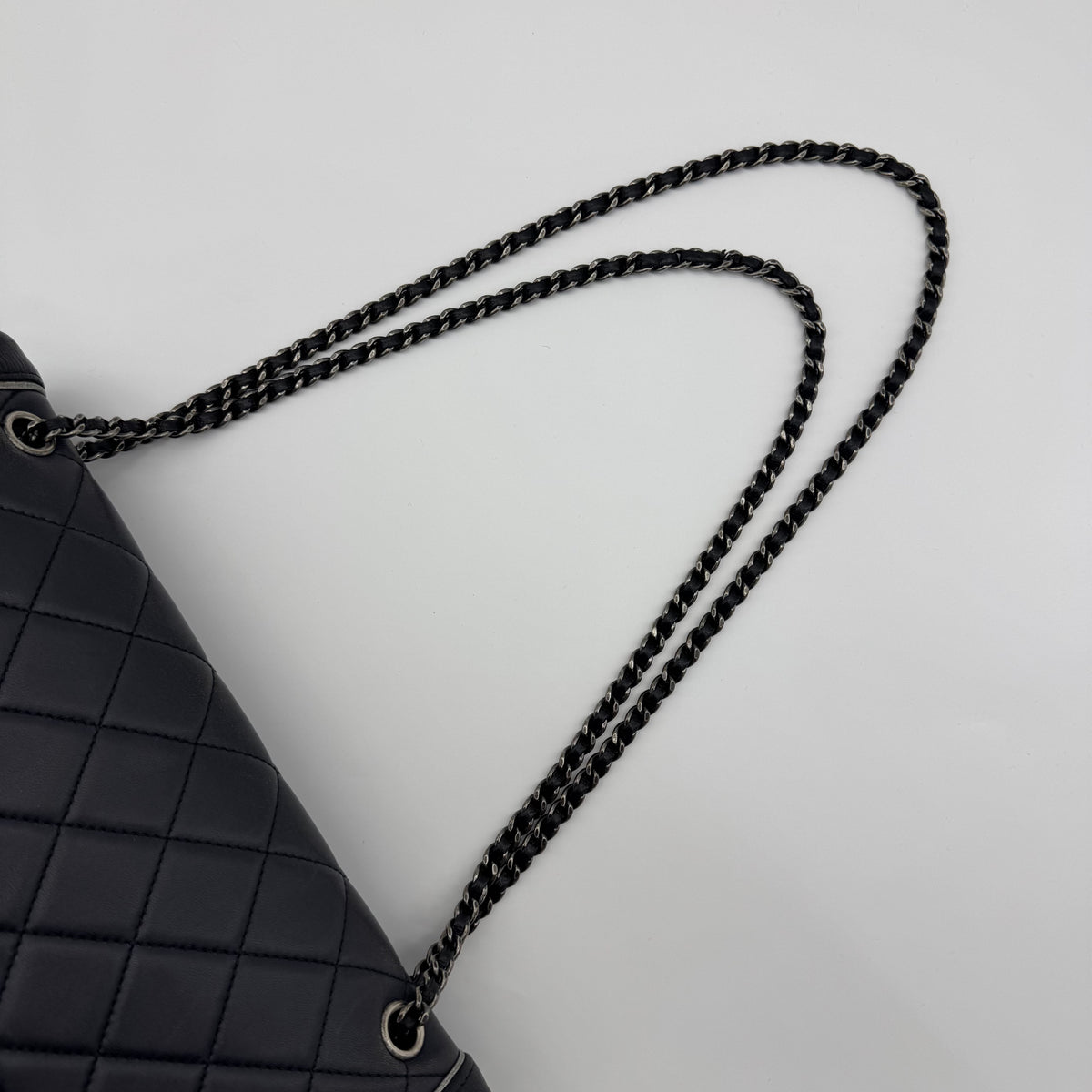 Chanel Matelasse Lambskin Single Flap Double Chain Bag Navy Blue Gunmetal Fittings 21XXXXXX