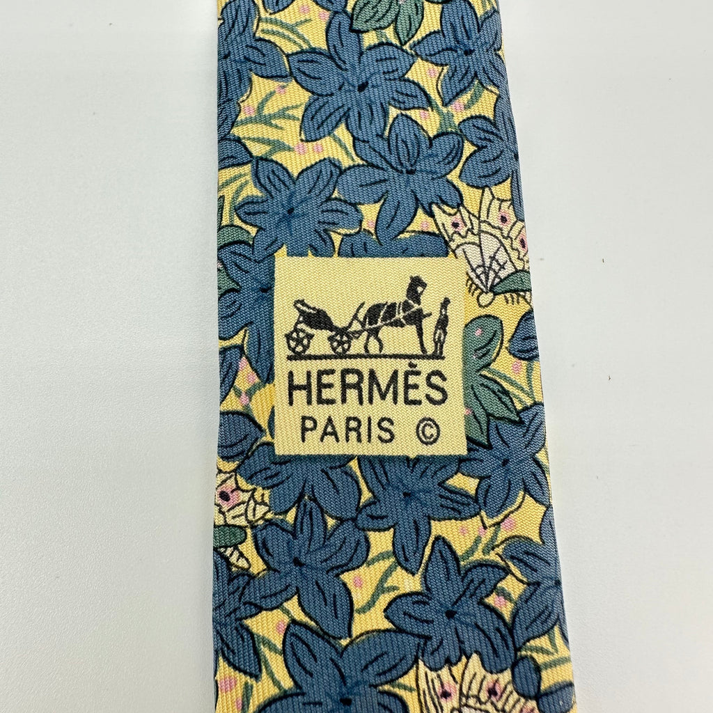 Cravate vintage en soie Hermès – Imprimé rétro classique Style professionnel élégant 100 % soie