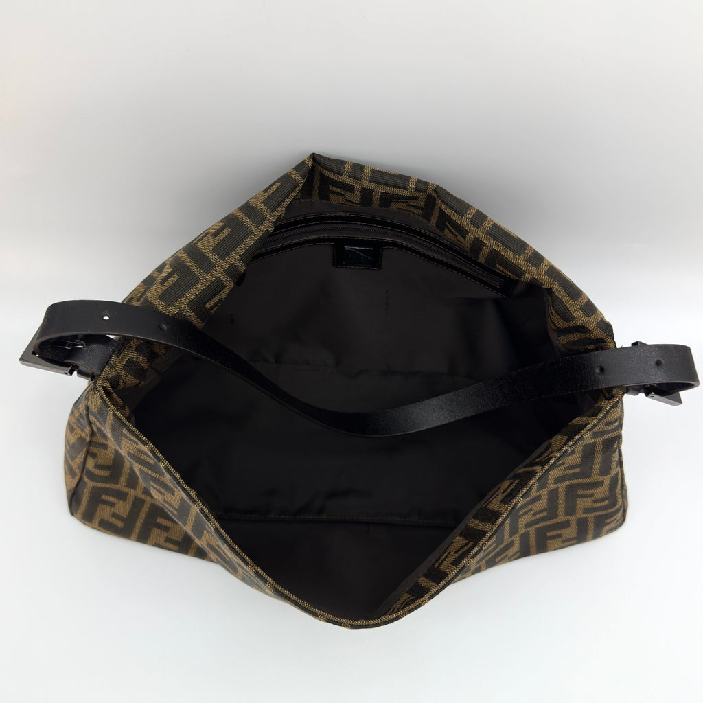 Fendi Zucca Canvas Mamma Baguette Medium Brown Shoulder Bag