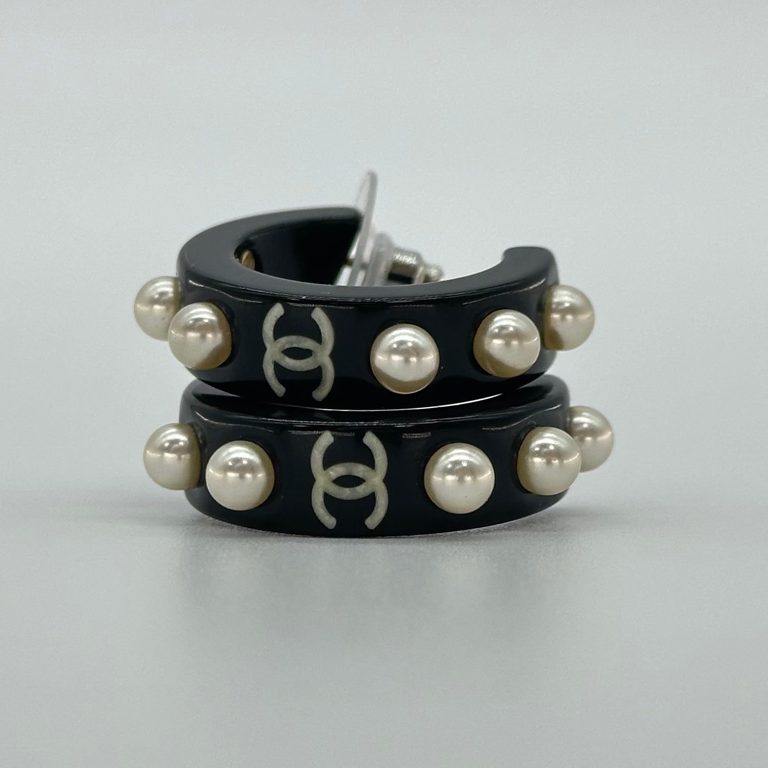 Chanel Earrings  Black Pearls