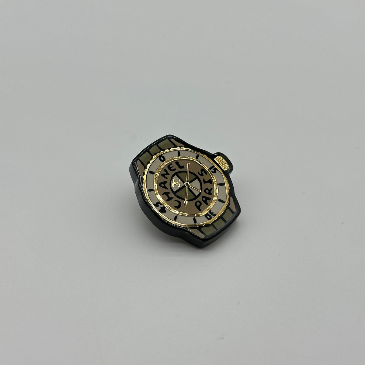 Chanel Watch Motif Gold-Tone Round Brooch