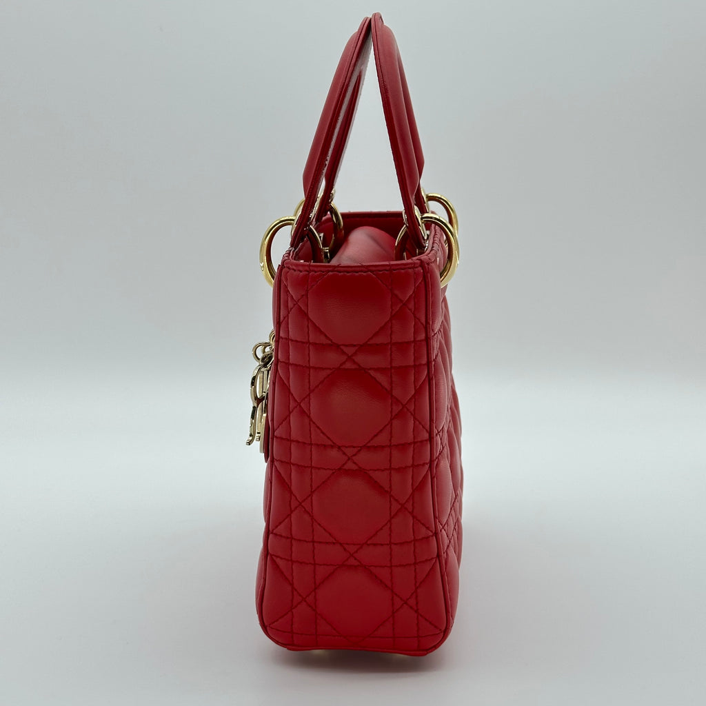 Christian Dior Lambskin Small My ABCDior Lady Dior red