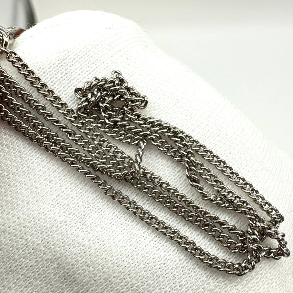 Chanel Vintage Cutout Double CC Coin Necklace Black Silver