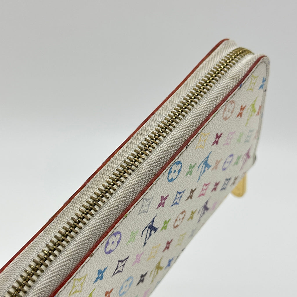 LOUIS VUITTON M60274 monogram mutlicoloer zippy wallet WHITE+ORANGE LV ×TM