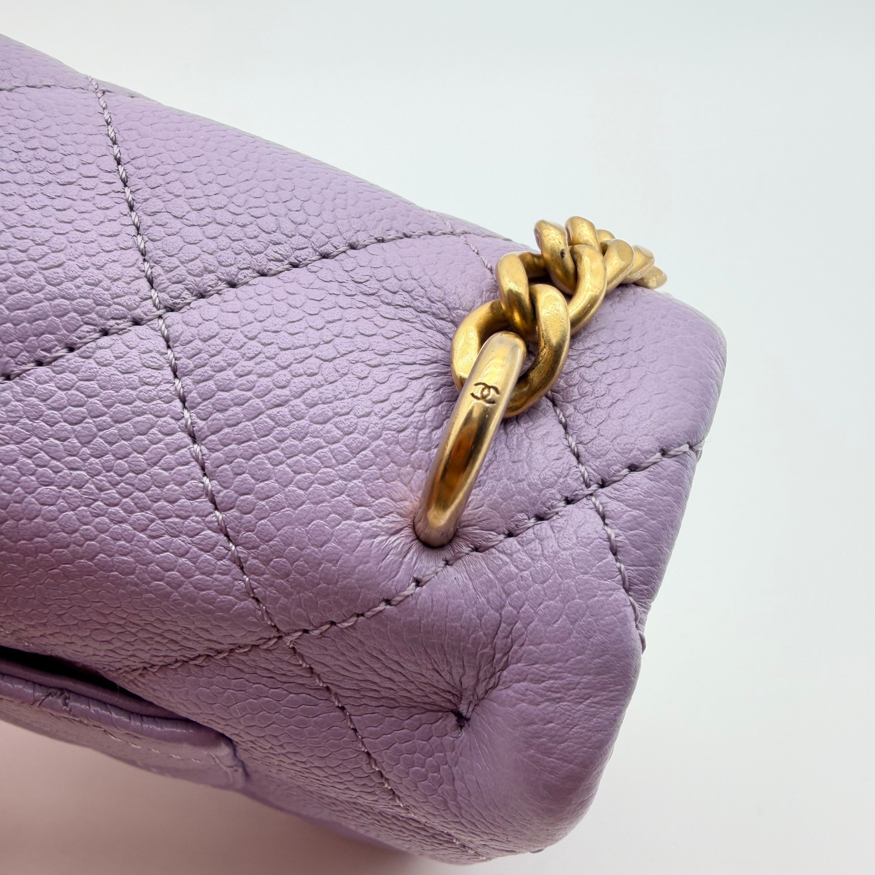 Chanel caviar quilted mini rectangular sweetheart flap light purple