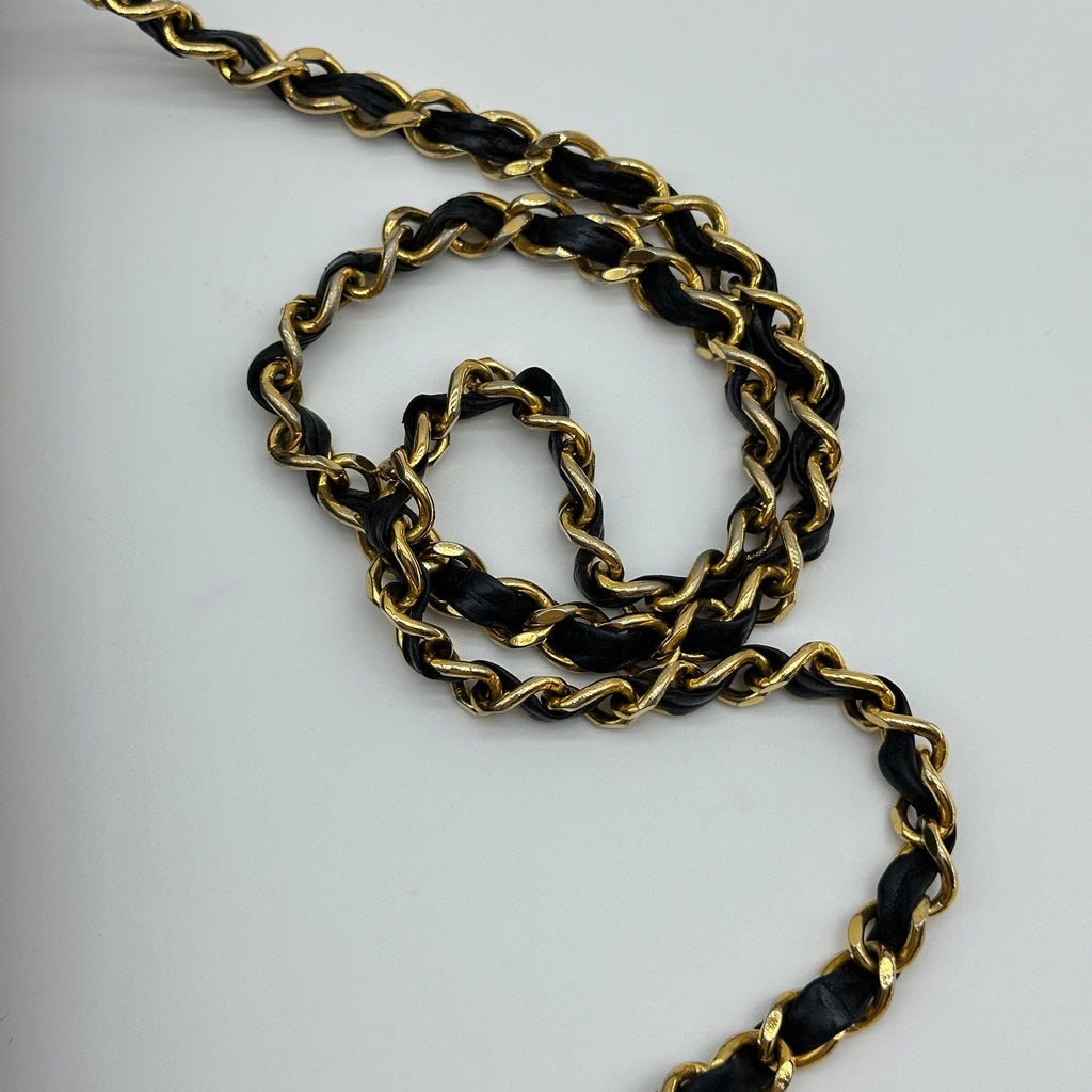 Chanel Matelasse Lambskin Double Flap Double Chain Bag Paris limited Black Gold Metal Fittings 0117900 0 series