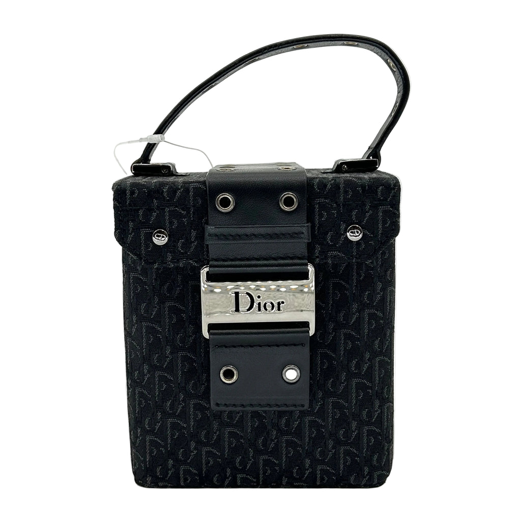 Christian Dior Trotter Monogram Vanity Bag Black Canvas Top Handle Bag Vintage