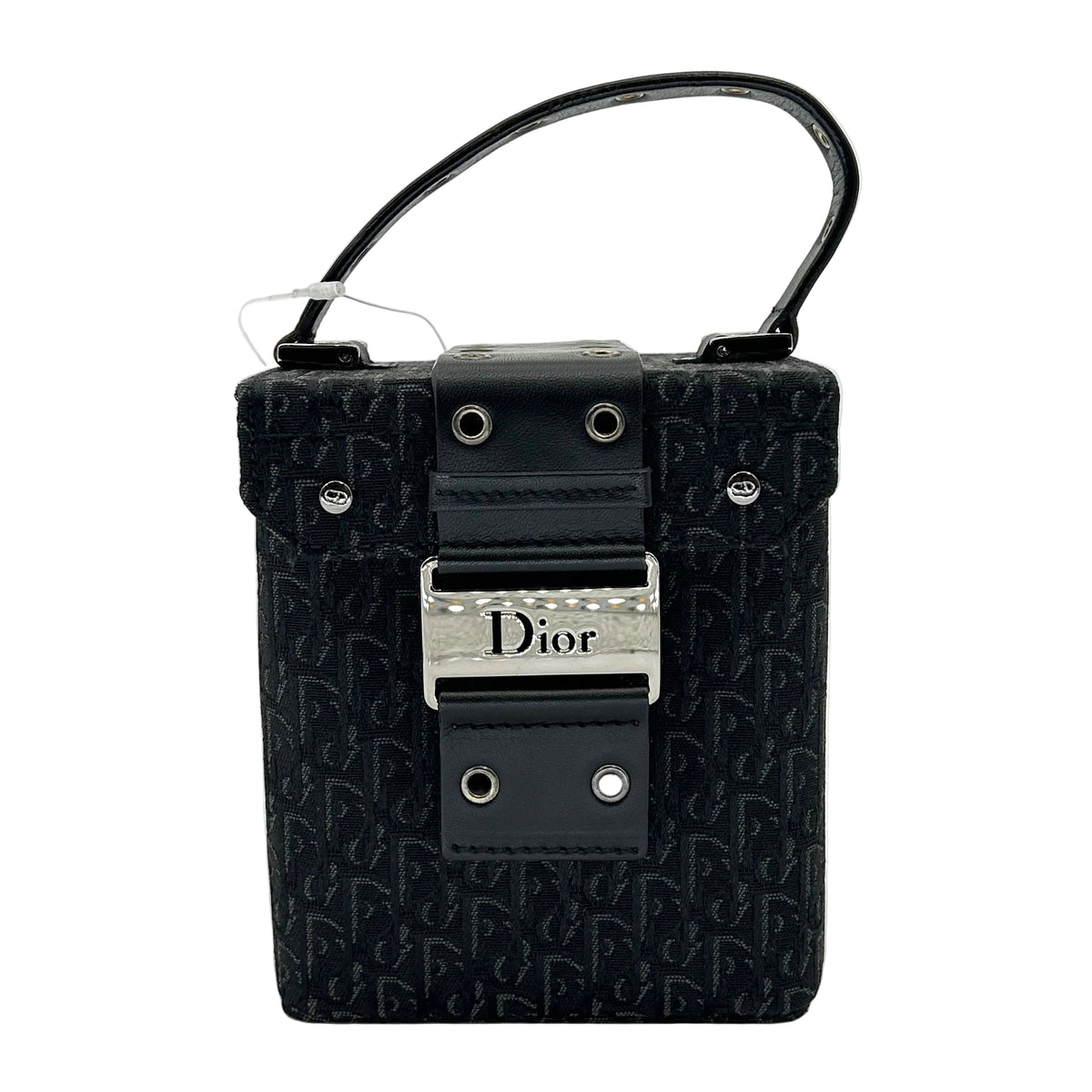 Christian Dior Trotter Monogram Vanity Bag Black Canvas Top Handle Bag Vintage