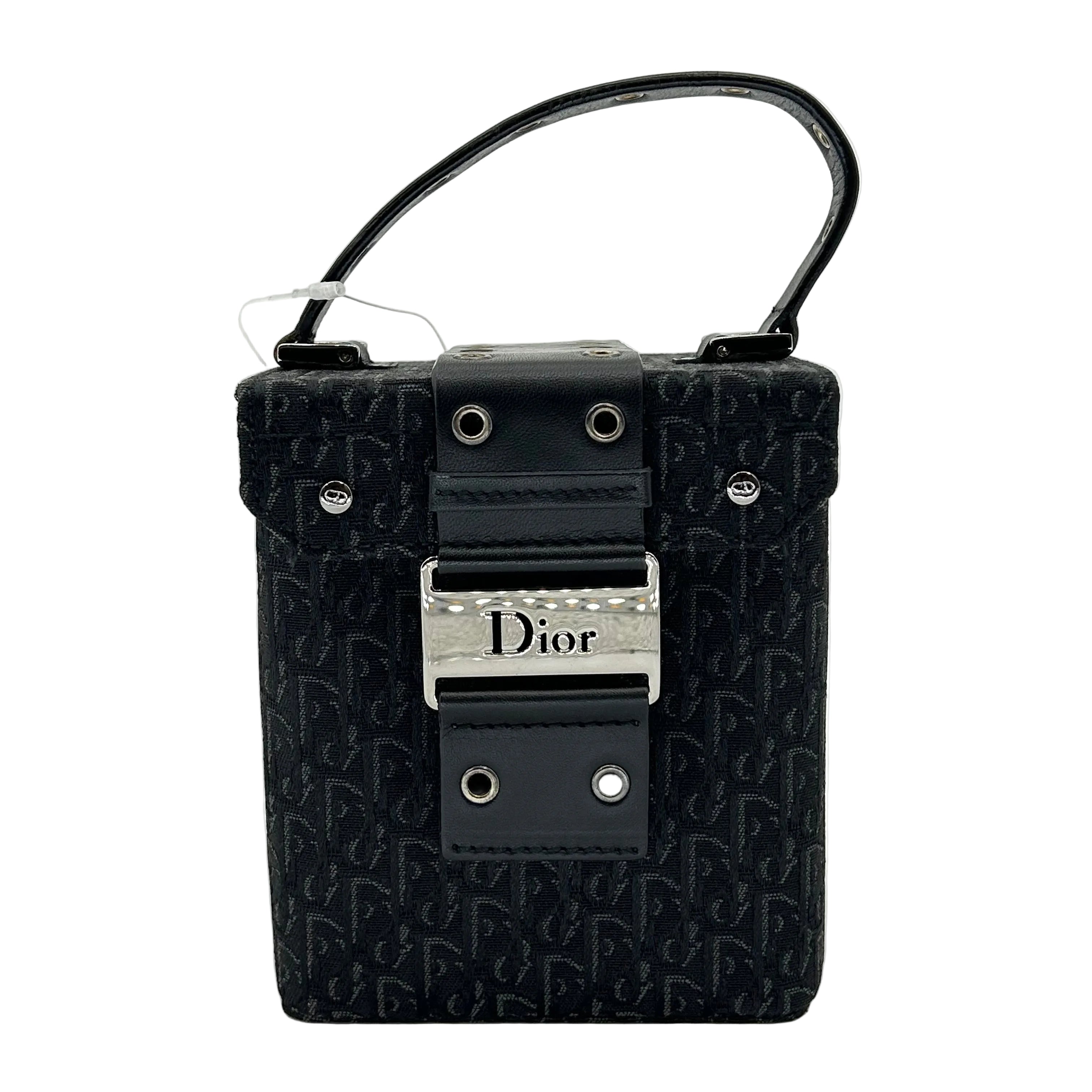 Christian Dior Trotter Monogram Vanity Bag Black Canvas Top Handle Bag Vintage