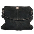 Chanel Ultra Stitch Leather Chain Shoulder Bag Black with Silver Hardware