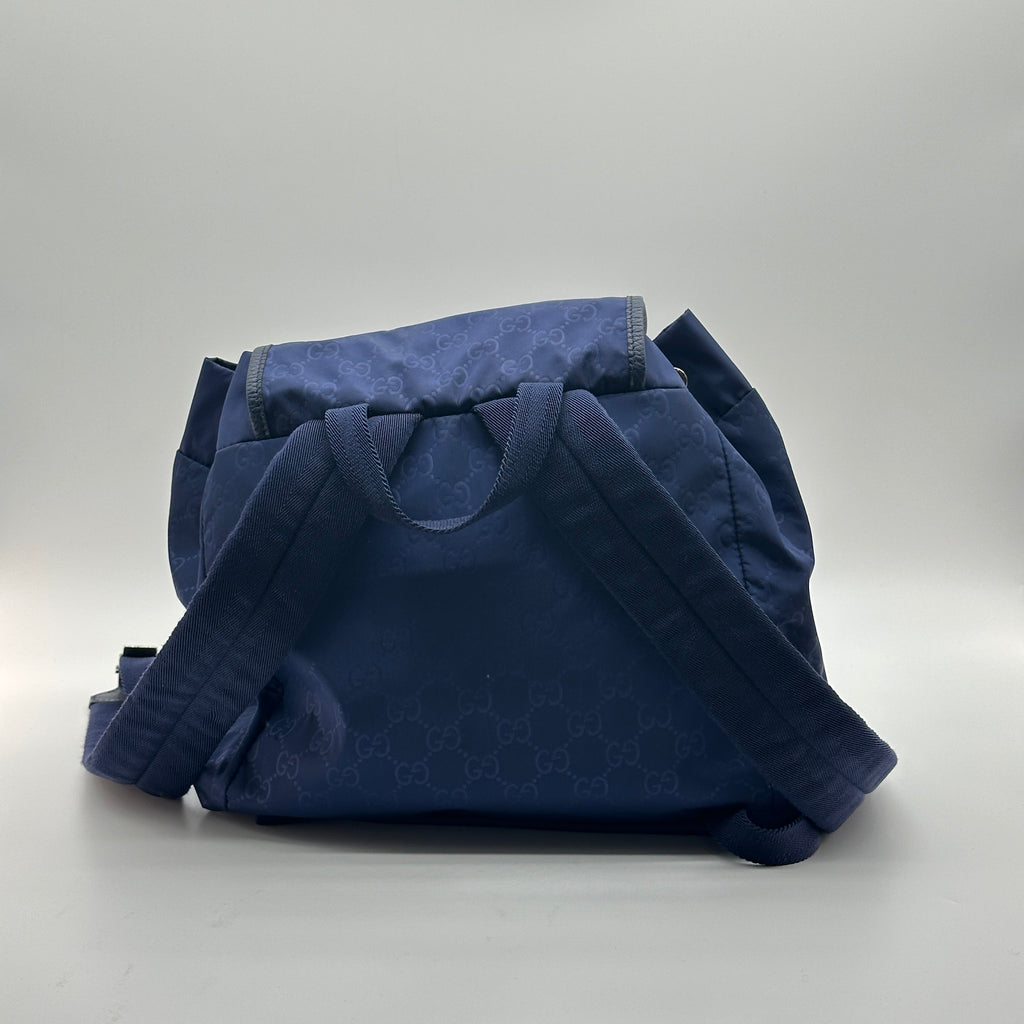 Gucci Nylon Guccissima Monogram Blue Backpack