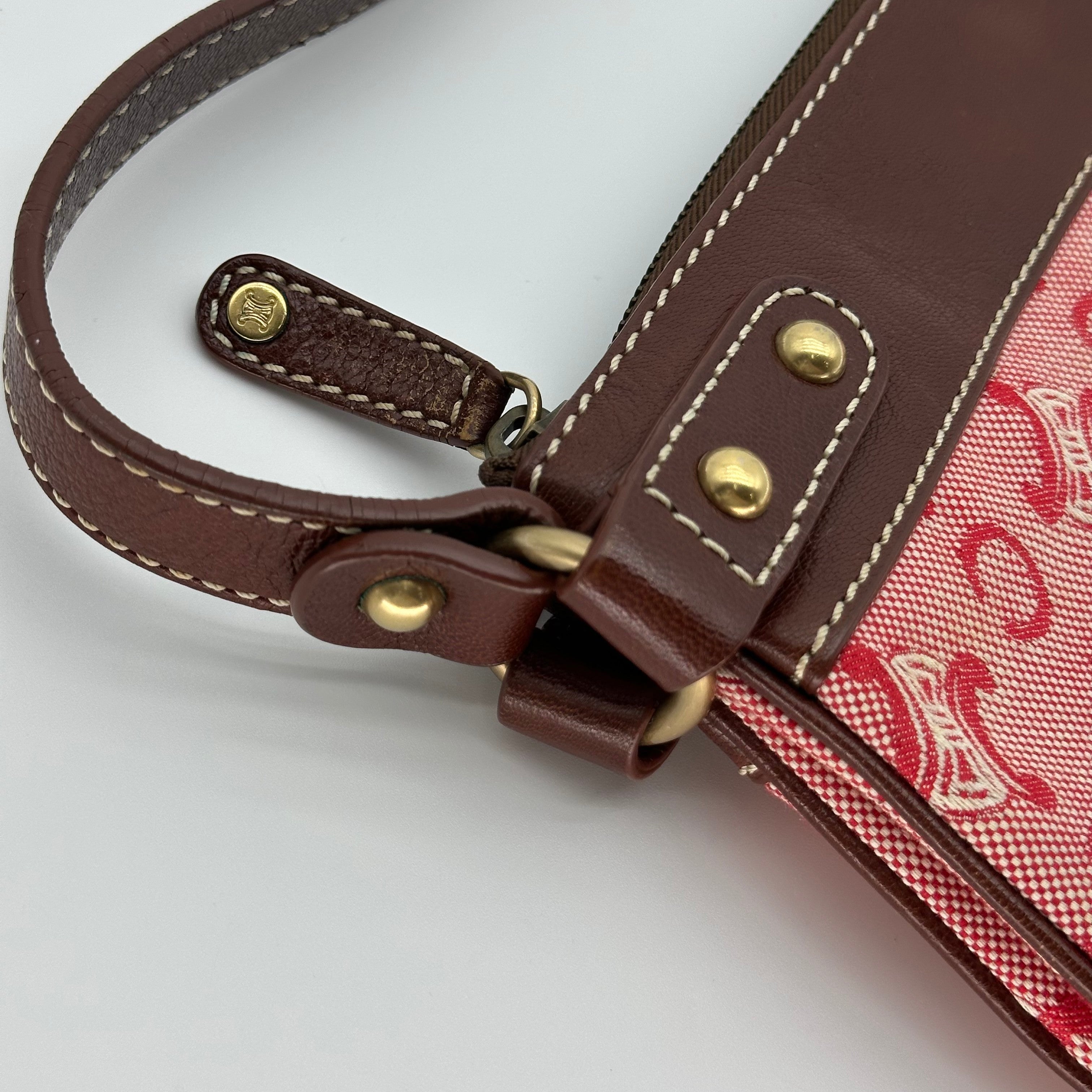 CELINE C Macadam Canvas Shoulder Bag Pink