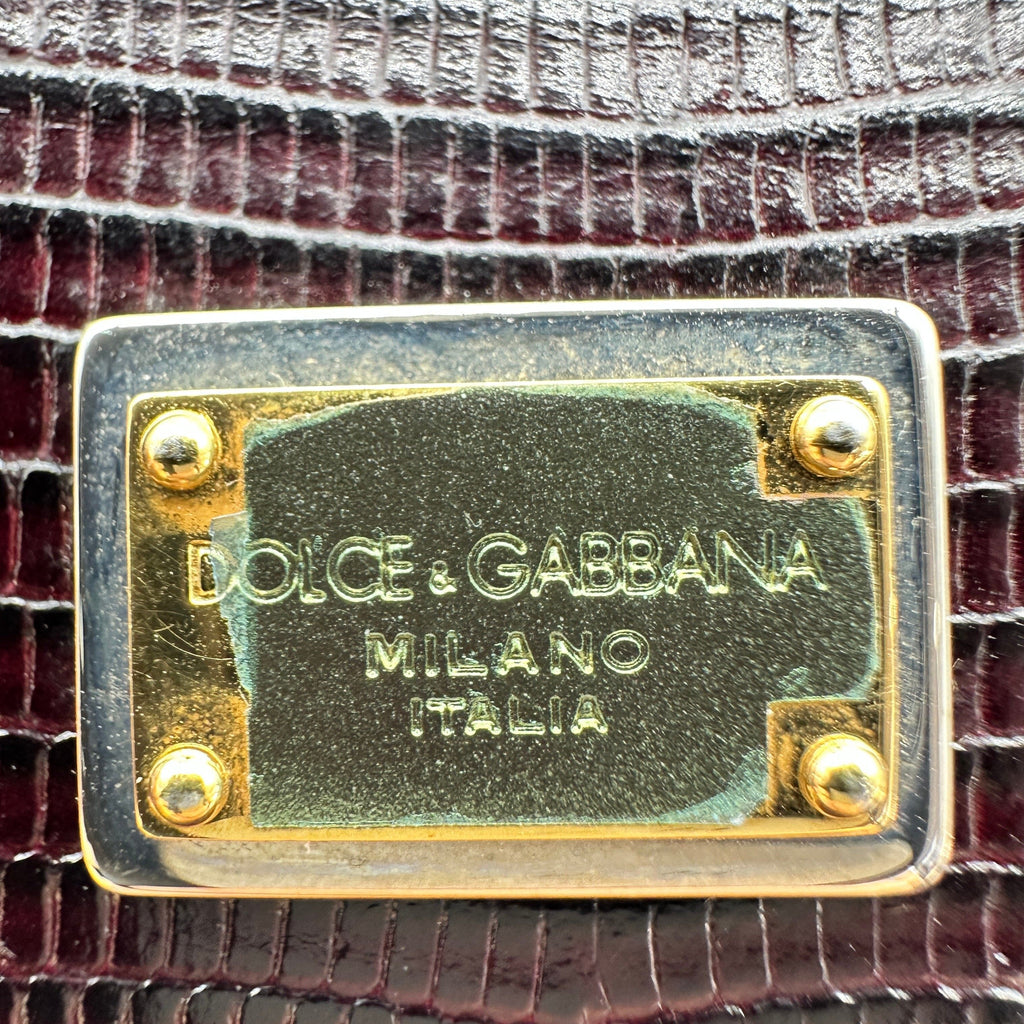 Dolce & Gabbana Sicily Lizard Chain Wallet purple x black