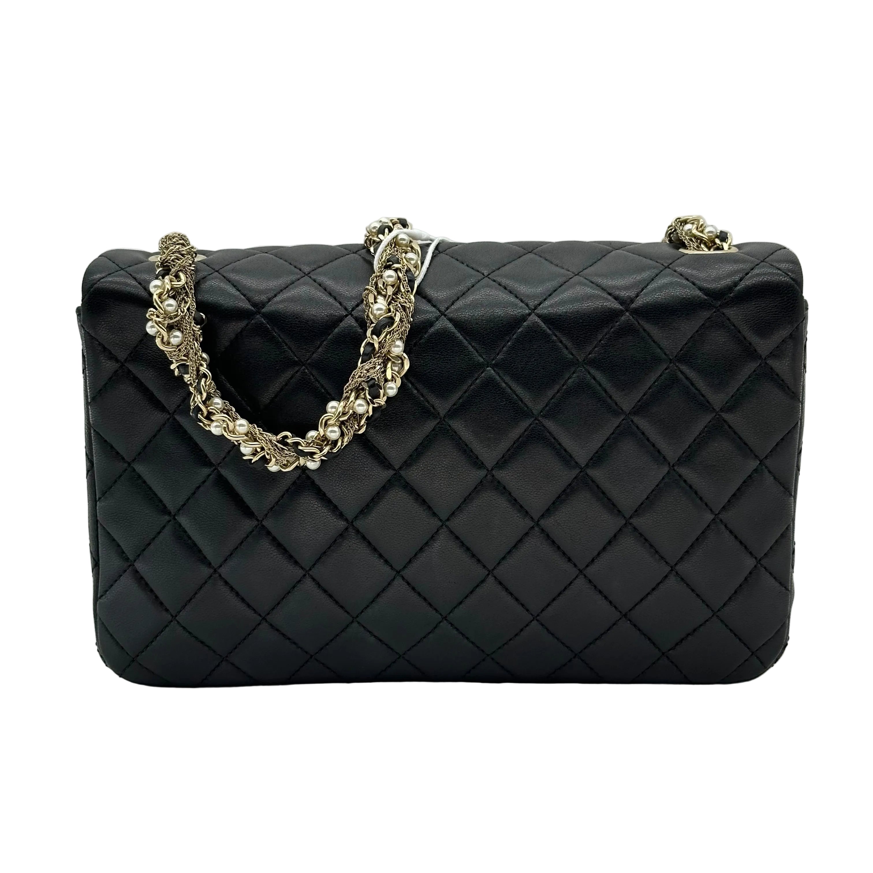 Chanel Westminster Matelasse Lambskin Faux Pearl Chain Shoulder Bag Black Gold Series