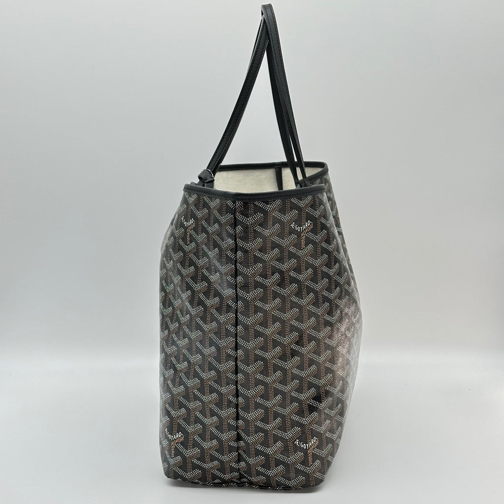 Goyard Saint Louis PM 手提包黑色 Monogram 帆布 PVC 皮革单肩购物袋