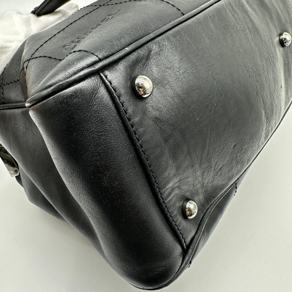Chanel Chocolate Bar Quilted Leather Black Handbag