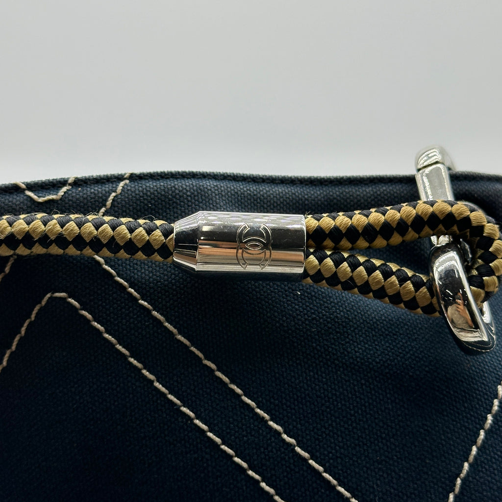 Chanel Quilted Number 5 Rope Handle Navy Tote Bag