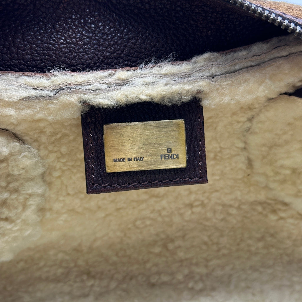 Fendi Shearling Leather Mouton Brown Handbag