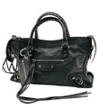 Balenciaga  Calfskin Leather  Silver Motorcycle City Bag