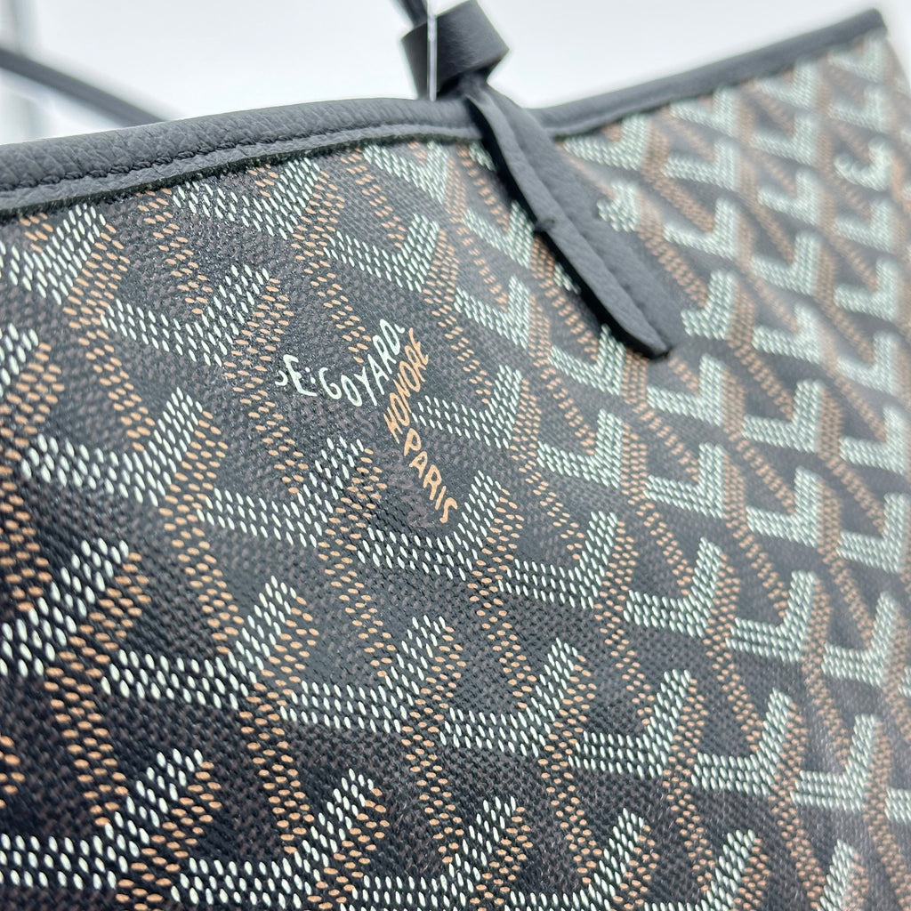 Goyard Saint Louis PM 手提包黑色 Monogram 帆布 PVC 皮革单肩购物袋
