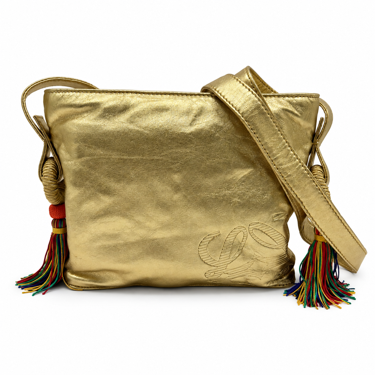 Loewe Nappa Leather Anagram Fringe Gold Shoulder Bag