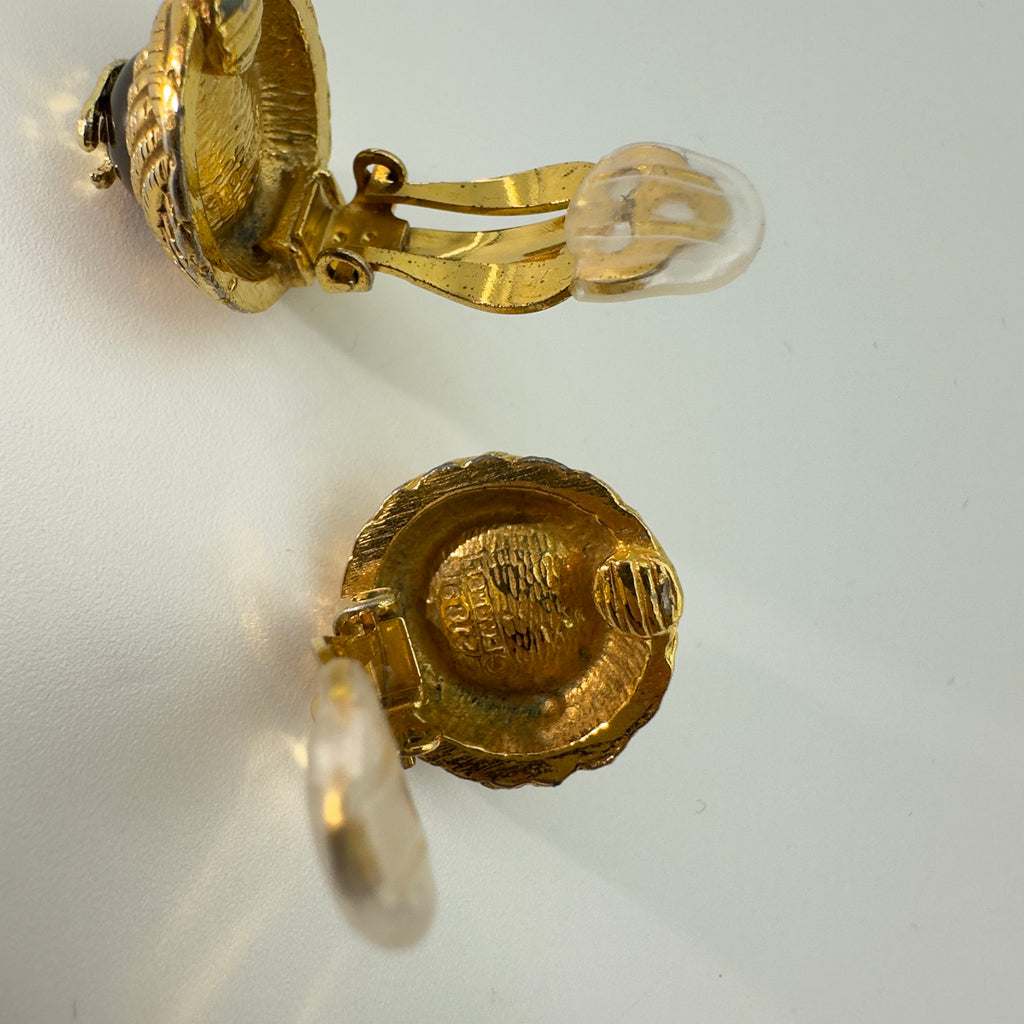 Chanel Gold Coco Mark Round Clip-On Earrings