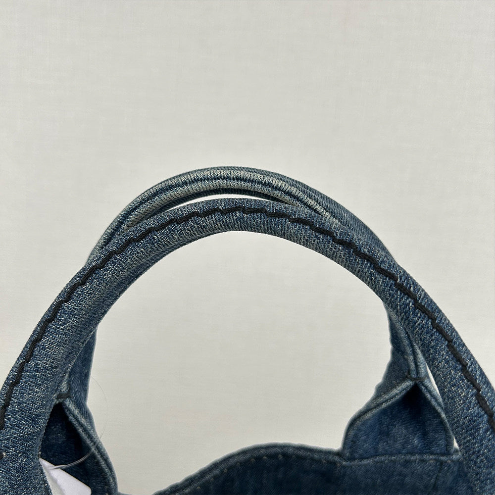 Prada Classic Denim Beach Tote Bag Large Capacity Handbag