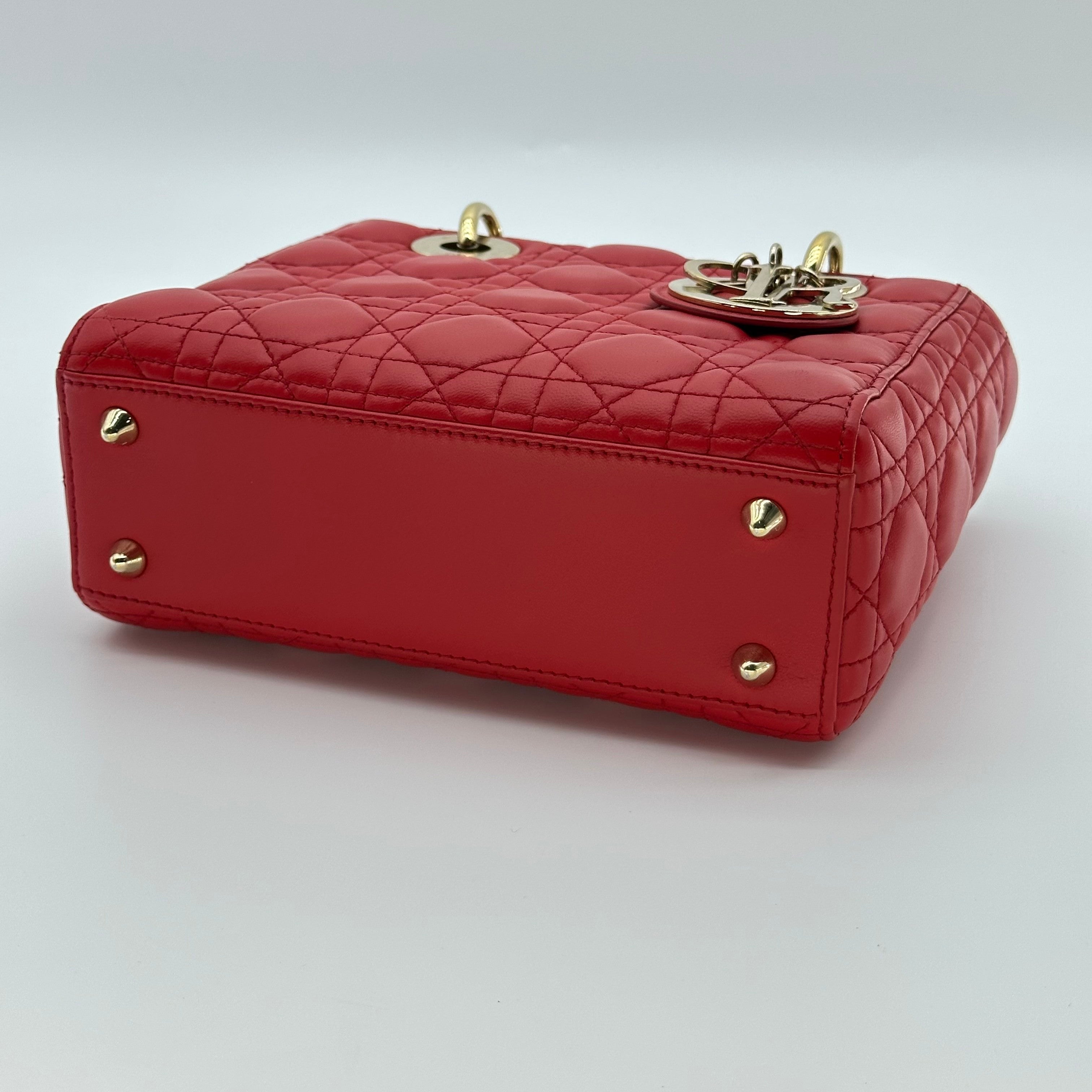Christian Dior Lambskin Small My ABCDior Lady Dior red