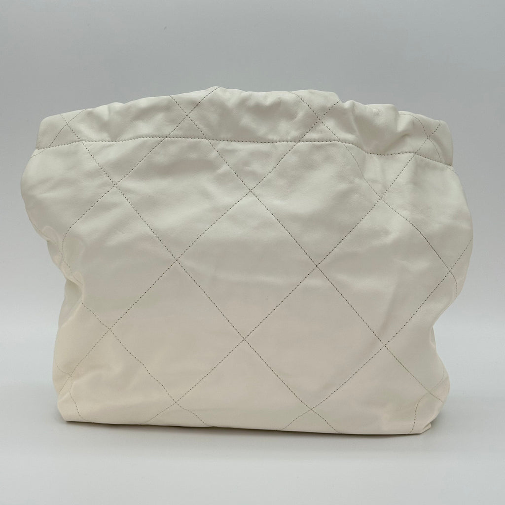 CHANEL 22 Small AS3260 Shiny Calfskin White Gold Hardware Chain Shoulder Bag