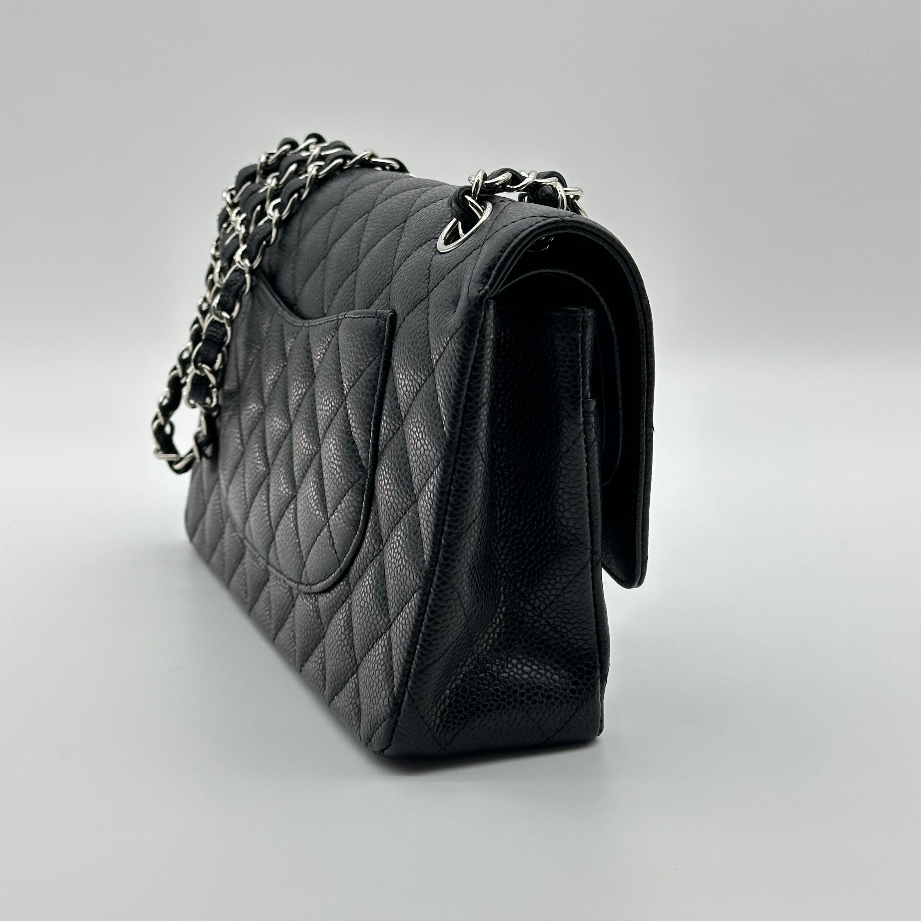 Chanel Black Caviar Medium Classic Double Flap Bag SV