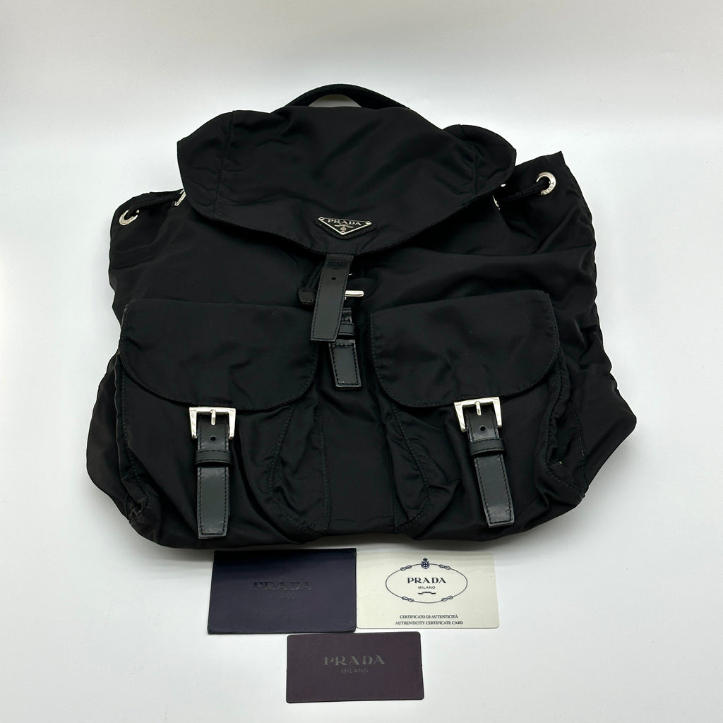 Prada Tessuto Nylon Vela Medium Black Backpack