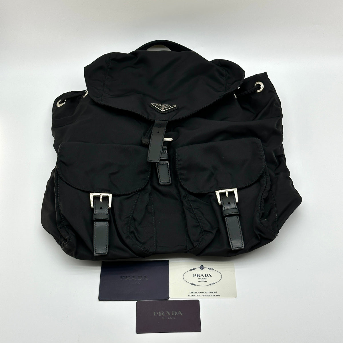 Prada Tessuto Nylon Vela Medium Black Backpack