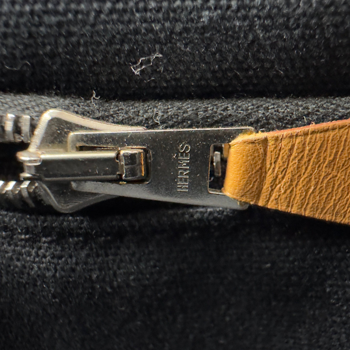 Hermes Striped Canvas Fourre Tout PM Black Tote Bag