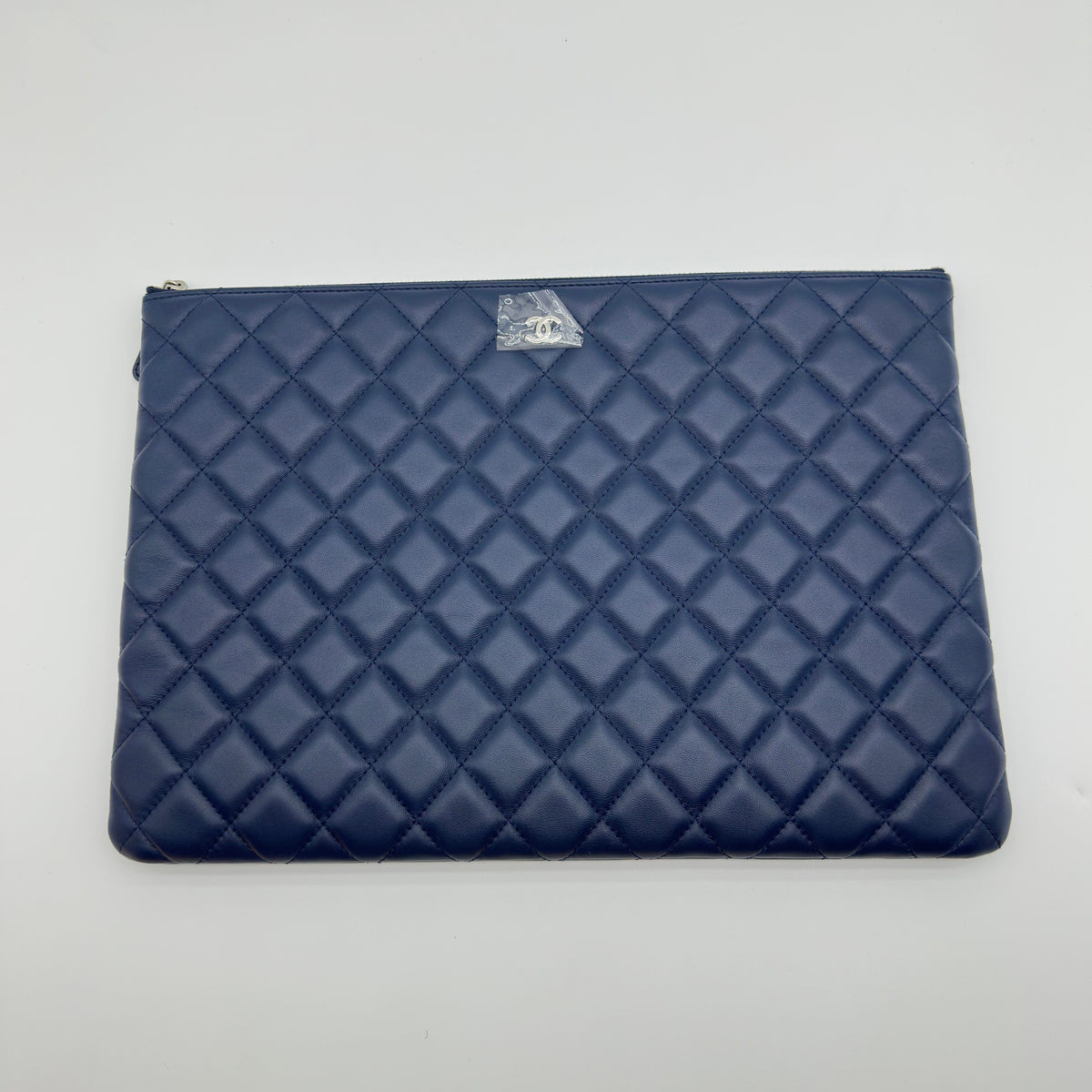 Chanel Quilted Lambskin Navy Clutch Bag