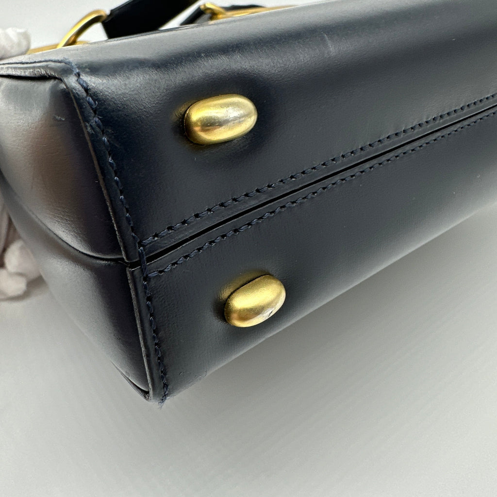 Celine Vintage Leather Shoulder bag Navy Blue