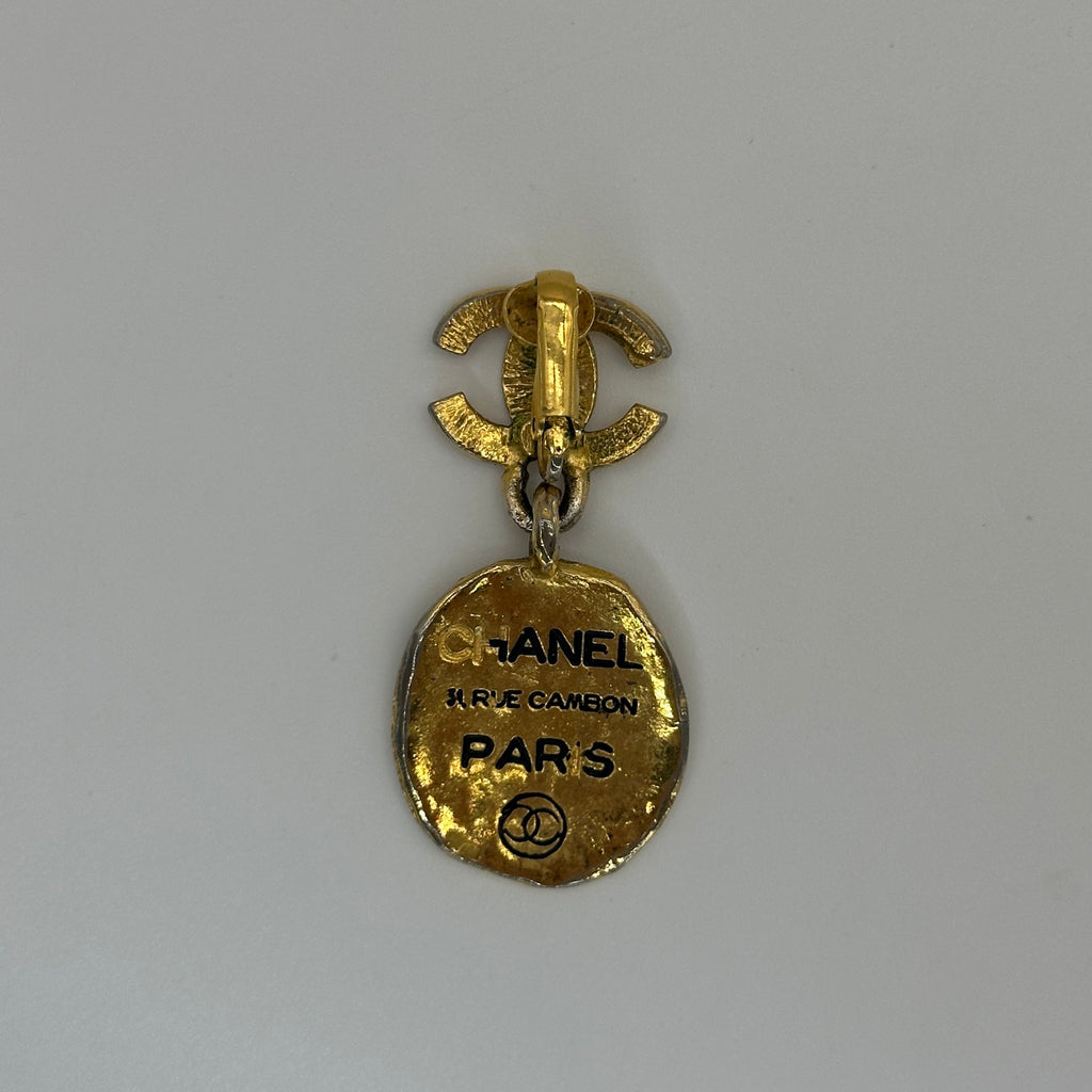 Chanel Coco Mark Cambon Plate Gold-Tone Drop Earrings