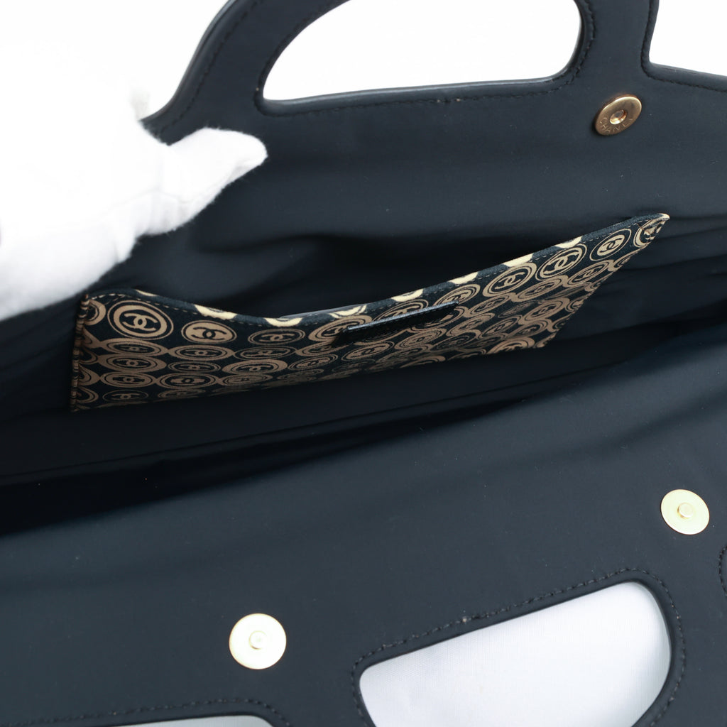 Chanel Coco Mark handbag Jersey Calfskin Printed Large Frame Handle Bag Beige Black 8 series